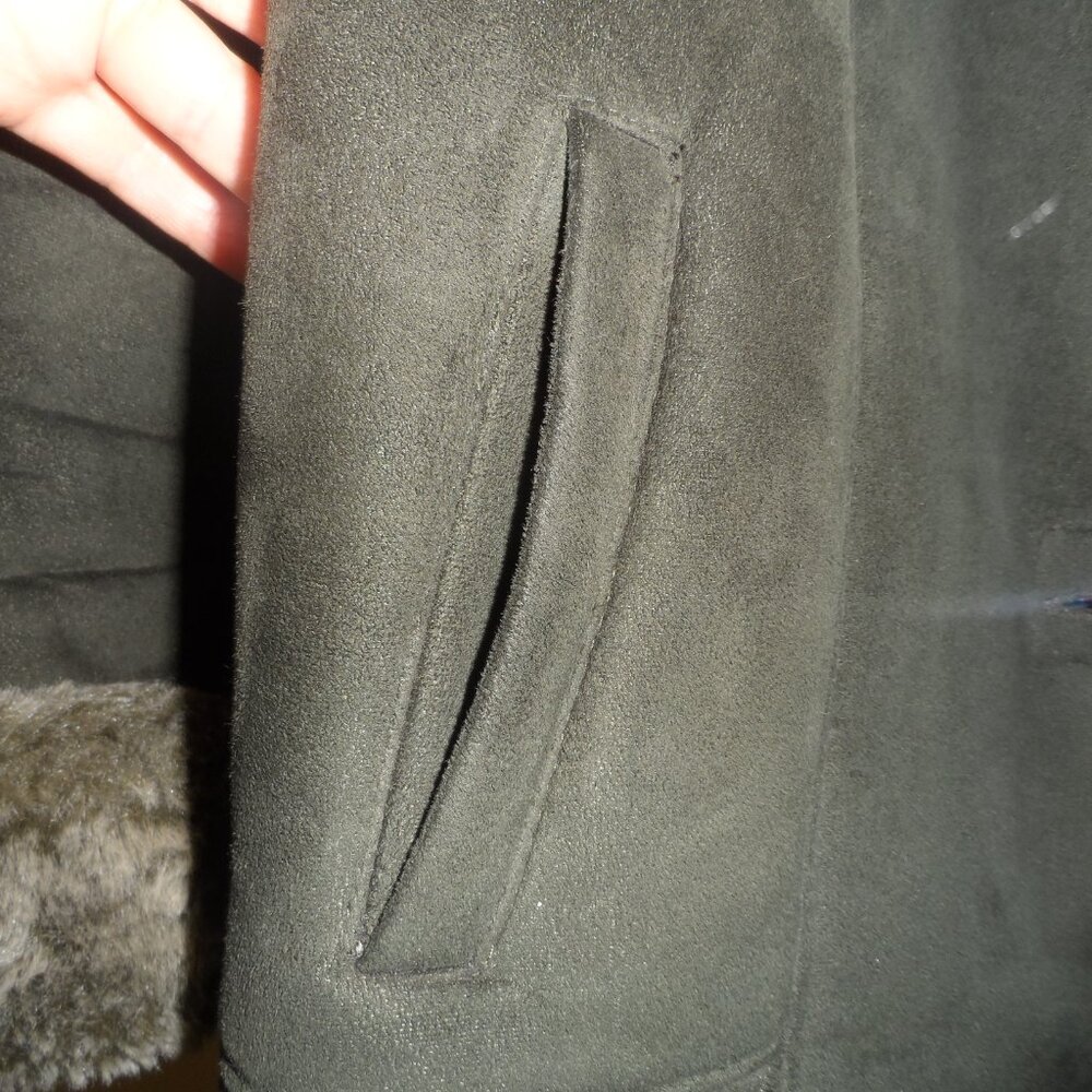 Vintage Women's Faux Fur Trim Shearling Coat - Size M - Picture 5 of 16